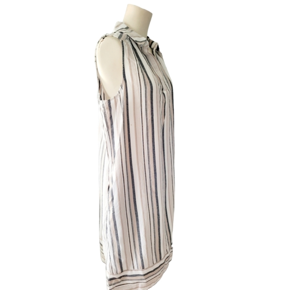 Chico's Impact Stripe Mini Dress Taupe and Gray Size 2 New with Tags Preppy - Picture 9 of 10